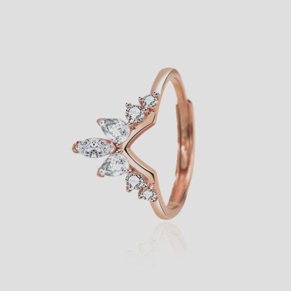 925 Sterling Silver Rose Gold Vermeil Pink Heart Double Layered CZ Ring for her - Picture 2 of 8